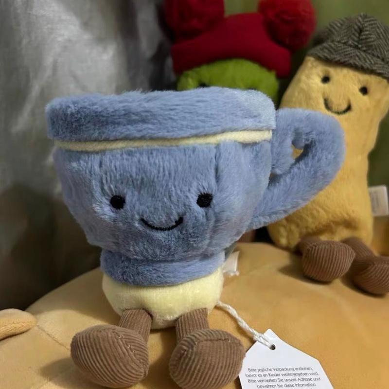 Théière amusante, tasse à café, peluche créative et mignonne, cadeau d'anniversaire apaisant, poupée, décoration pour fête de famille, porte-clés à partager