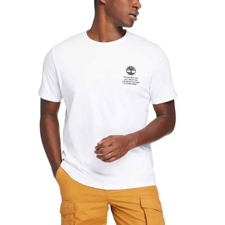 Timberland T-Shirts Men's White Crew Neck Moderate Straight Fit (Unisex) T-Shirts A2534 100