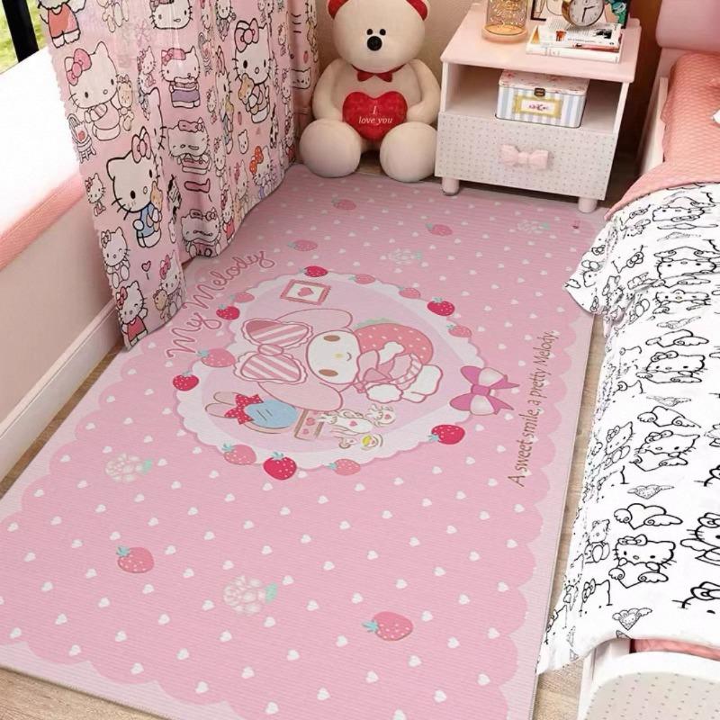 Fashion Soft Sanrio Family Style Bedside Rug Non-Slip Small Carpet for Bedroom Floor Mat Cozy Room Decor Cute Theme Plush Mat