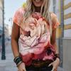 Dame Sommer T-skjorte Trend Blomstertrykk Retro Mote Kortermet Tees Casual Trykte Topper