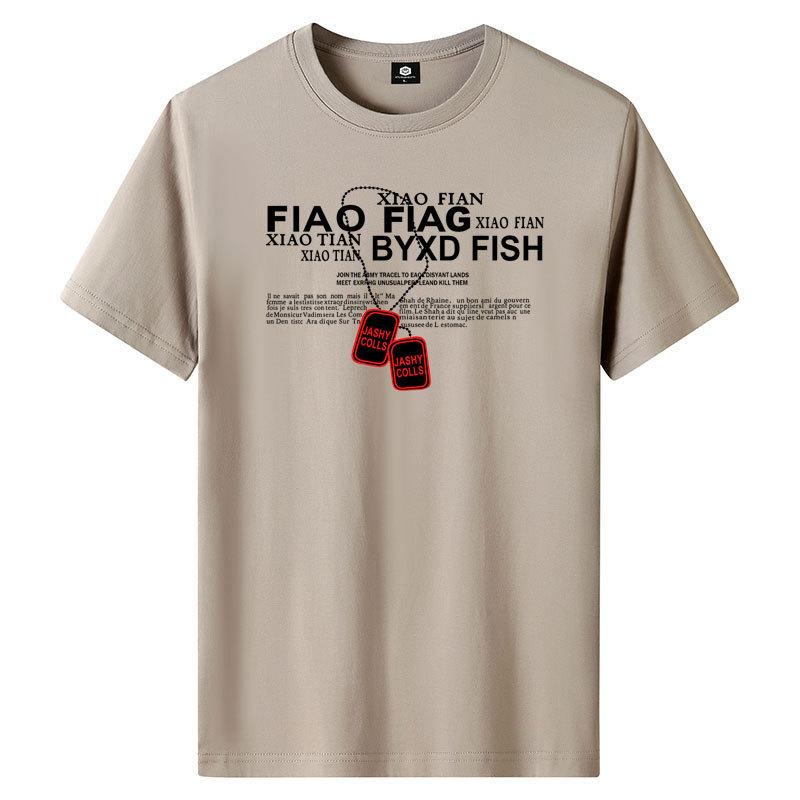 M-6XL Мужская футболка из чистого хлопка с короткими рукавами и круглым вырезом для мальчиков повседневная футболка M хаки 1149₽