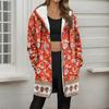 Women's Gradient Print Fashionable Loose Zipper Fleece Hoodie Jacket