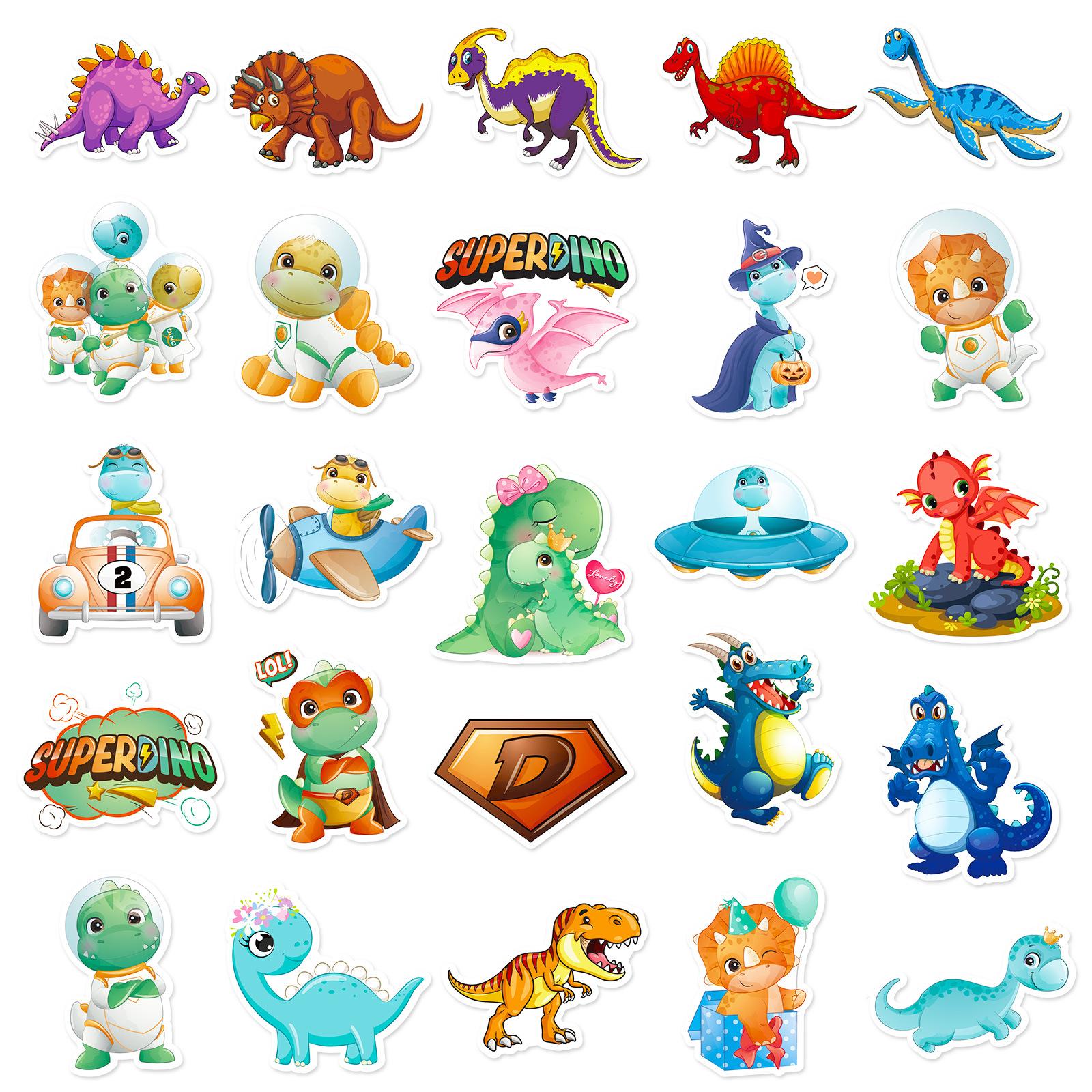 

50 наклеек серии «Мультяшные динозавры», креативные мультяшные животные, динозавры в Q-версии, граффити-наклейки, наклейки для холодильника для DIY