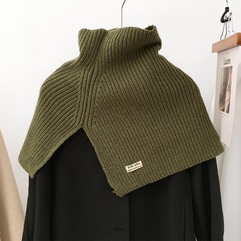 New Split High Collar Scarf For Women Girls Students Autumn Winter Solid Color Knitted Neckerchief Scarves Soft Neck Wrap Shawls