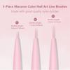 3 szt. Zestaw pędzli do zdobienia paznokci w kolorach makaroników, Cienkie pędzle do rysowania detali do zdobień paznokci
