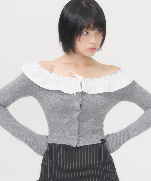Zizemuseum Frill Crop Cardigan (Charcoal)