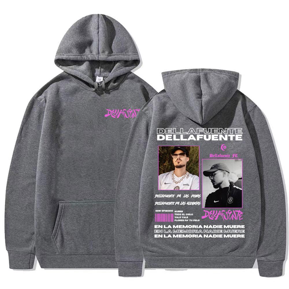 Rapper Dellafuente 2025 Tour Cover Hoodies Men Women Fashion Vintage Long Sleeve Pullovers Casual High Quality Sweatshirt Hoodie