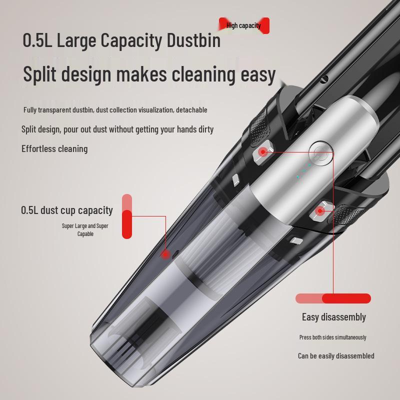 Wireless Handheld Vacuum Cleaner for Home & Car - Long Battery, High Power, Strong Suction