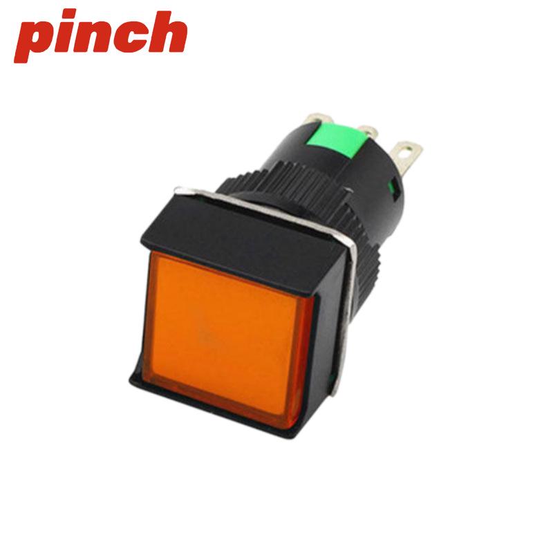 16mm Square Push Button Switch, Momentary/Latching, 3/5 Pins, 12/24V, With/Without Light (Model: LA16-11FZ)
