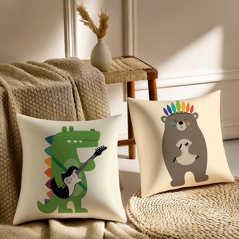 Simple Nordic Modern Anime Cushion Cover Soft Plush Double-Sided Pillow Cover Cozy Sofa Cushion Case Living Room Home Gift