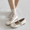 Ballettstil silberne kleine Lederschuhe Damen 2025 Sommer neue Modelle mit Röcken, Abendschuhe flacher Boden schöne Mary Jane Einzelne Schuhe