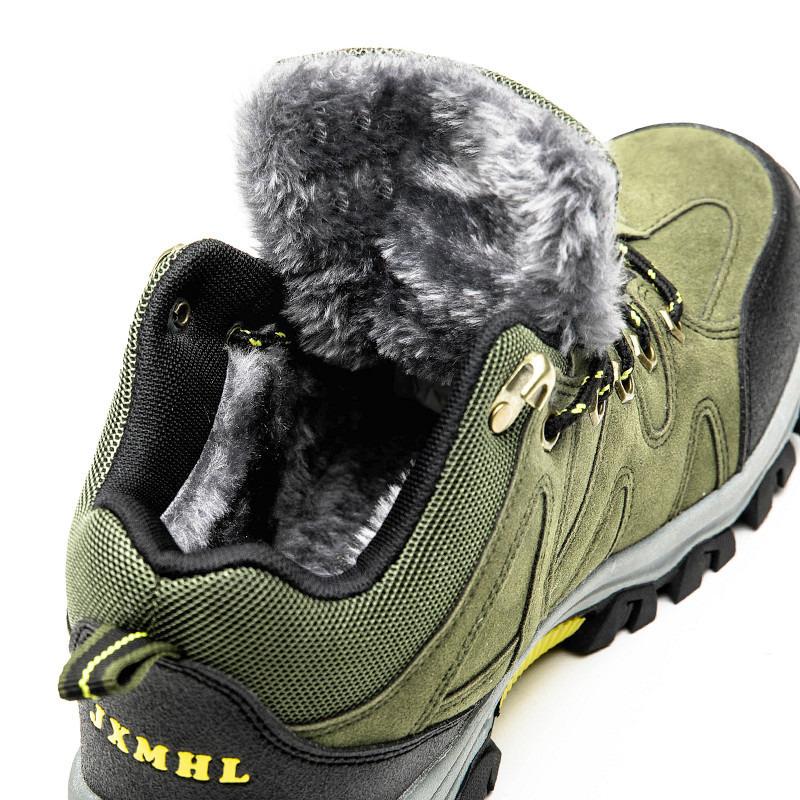Winter Velvet Men's Hiking Boots Outdoor Warm Fur Trekking Sneakers Man Non-slip High Top Climbing Shoes For Men Tenis Masculino