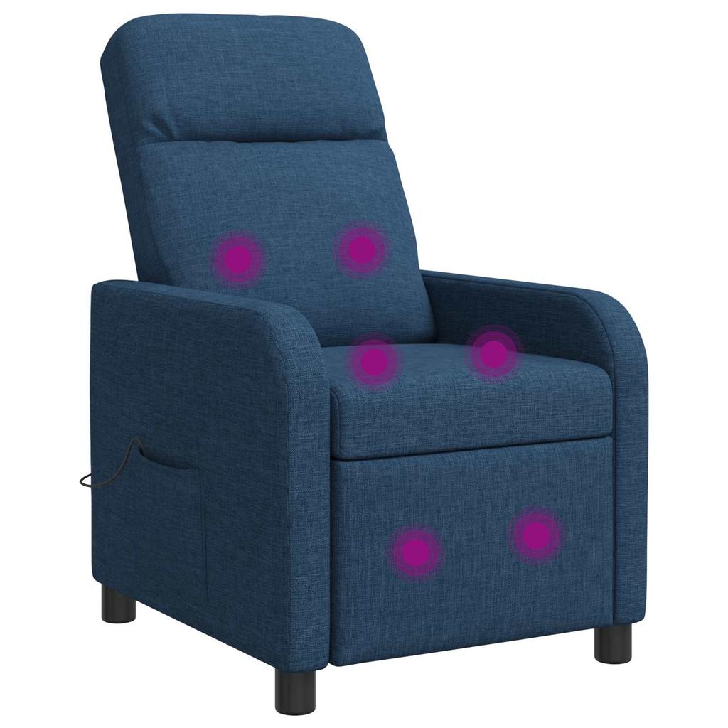 Massage Recliner Blue Fabric