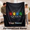 Queen Personalized Flannel Blanket Custom Name Text Soft Throw Blanket Home Decor