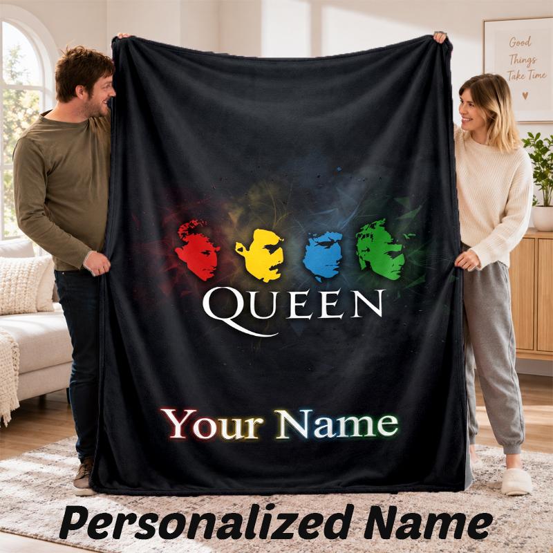 Queen Personalized Flannel Blanket Custom Name Text Soft Throw Blanket Home Decor