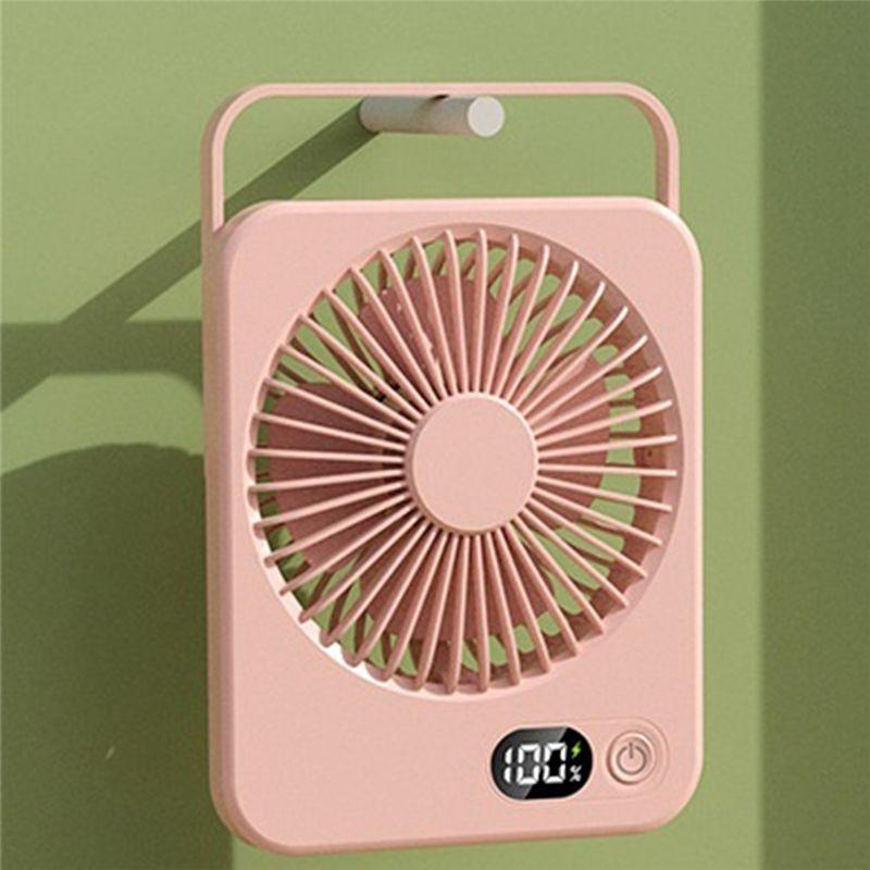 B69A Tragbarer Schreibtischventilator USB-wiederaufladbarer Lüfter 180° Neigung faltbar Persönlicher Ventilator mit Leistungsanzeige 5 Geschwindigkeiten Ultra-leiser Tisch