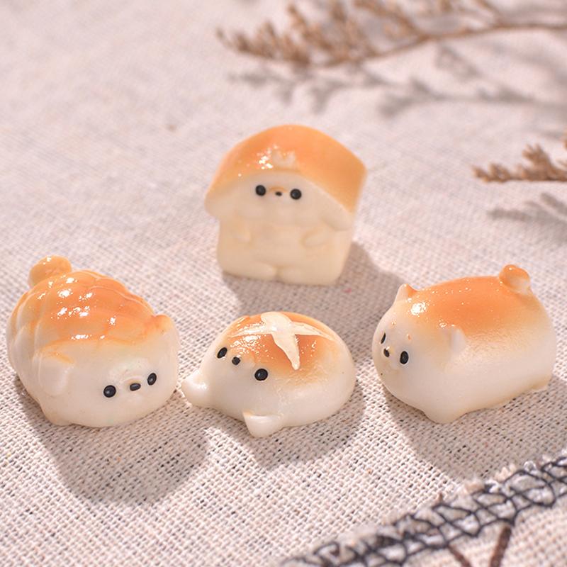 Creative Dogs Bread Donuts Figurines Miniature Kitchen Food Toy Desktop Car Ornament Diy Decoration Accessories Gifts