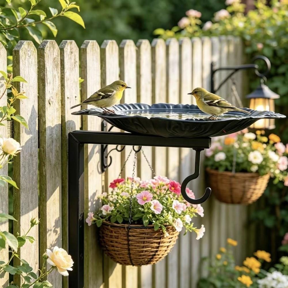 Cast Iron Wall Mounted Bird Feeder Vintage Metal Bird Bath Bird Feeding Station Outdoor