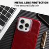 Coque Tout Compris en Cuir PU à Cadre Métallique Texturé Rétro Classique de Luxe Pour iPhone 15 Pro Max 16 14 Plus 13 12 11