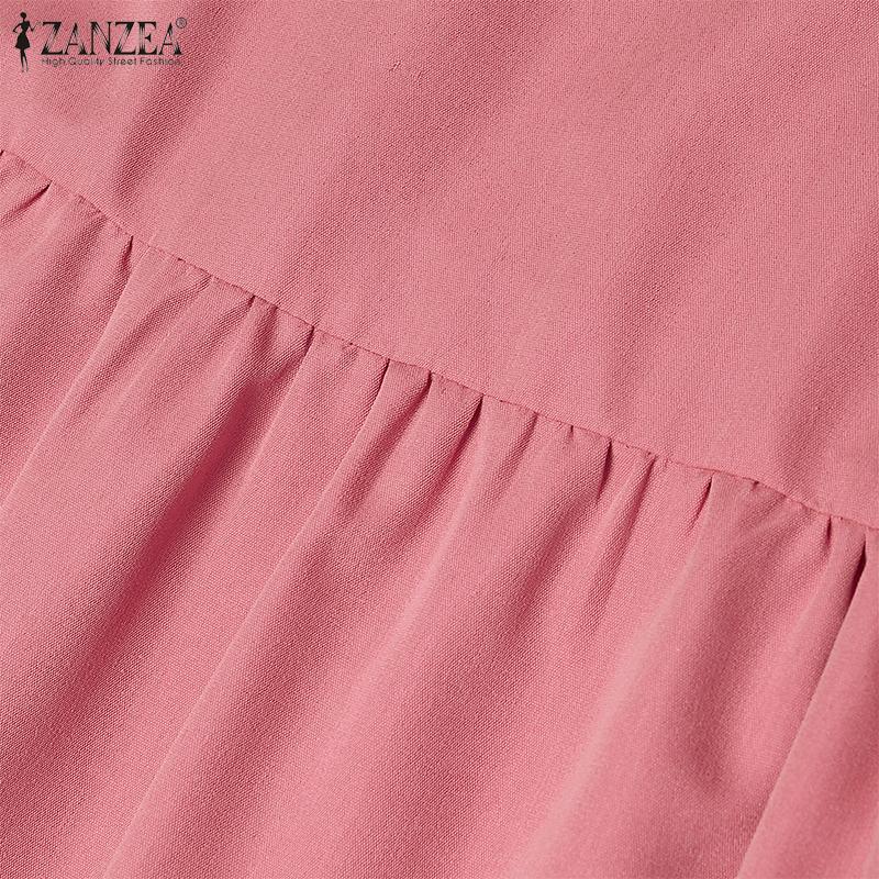 ZANZEA Women Loose Casual Round Neck Sleeveless Long Dress