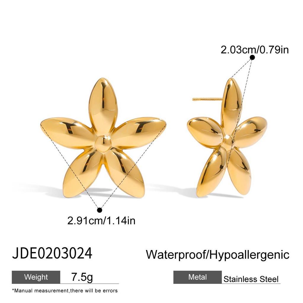 European and American stainless steel flower stud earrings do not fade earrings titanium steel