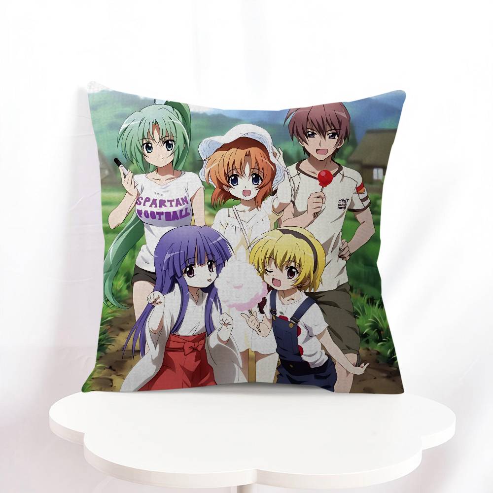 

H-Higurashi When They Cry Pillowcase Toon Gift Cushion Cover Bedroom Home Sofa Chair Seat Decor Pillow Case 16x16Inch