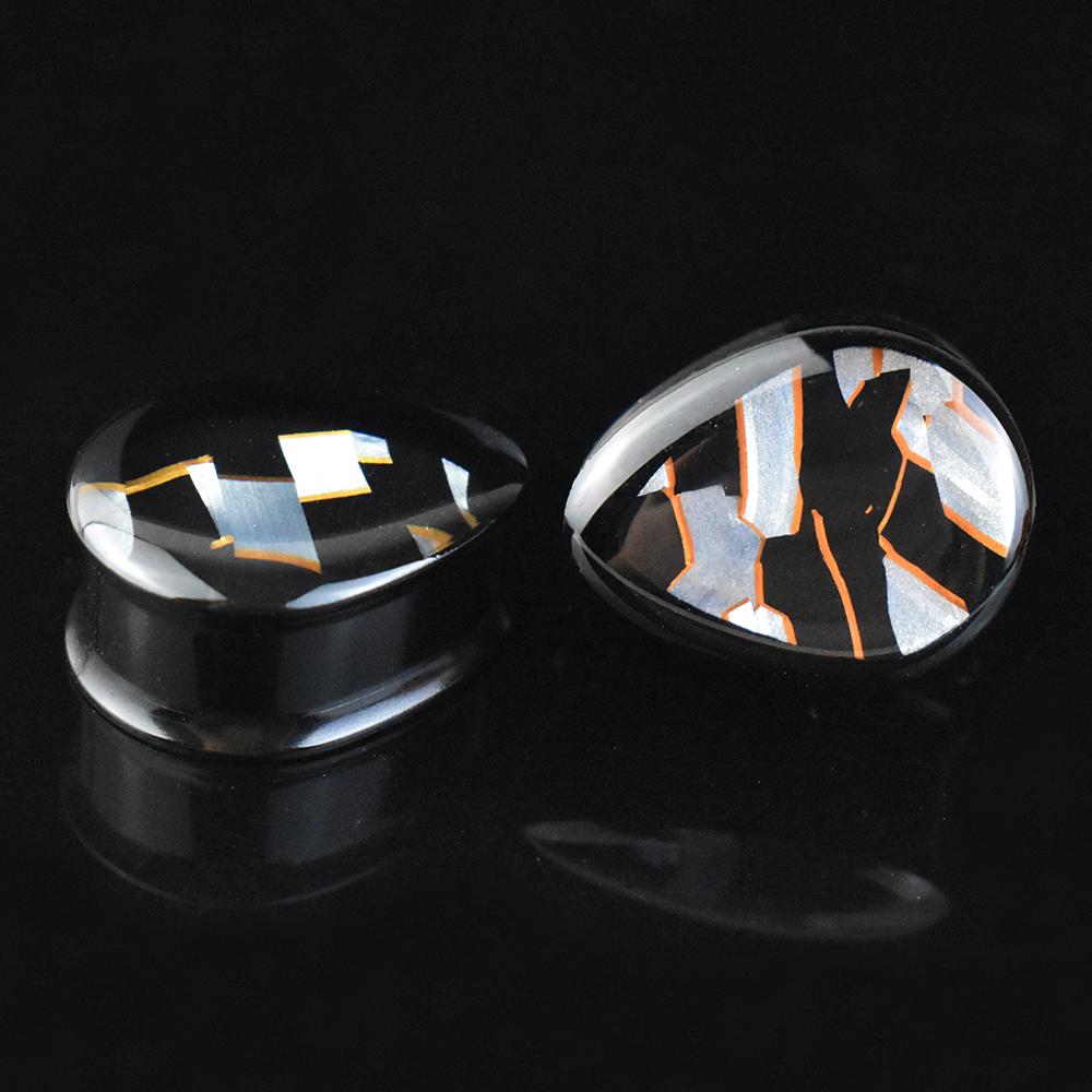 2pcs 8-50mm 1Pair Black Teardrop Double Flared Ear Tunnels and Plugs Ear Piercing Gauge Expander Stretching Tunnels Comf