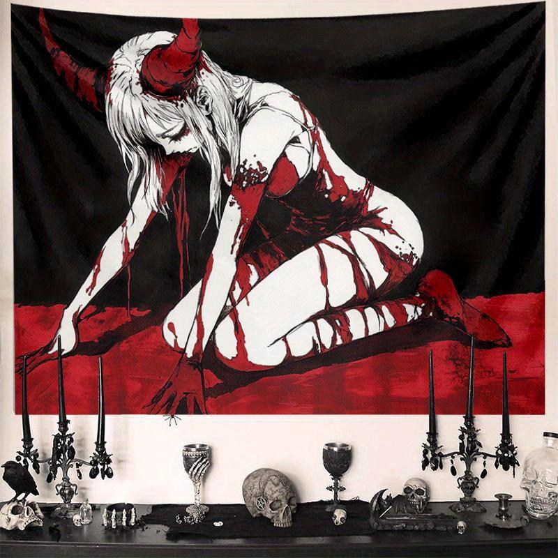 Dark Gothic Tapestry With A Sinister Figure For A Hauntingly Dramatic Wall Accent 100x150cm