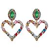 Fashion Boho Colorful Heart Crystal Earrings For Women  New Rhinestone Statement Heart Stars Drop Earrings Bijoux