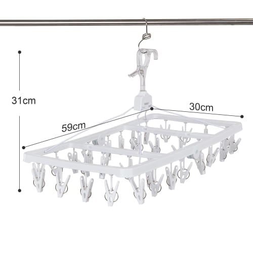 VECELO Clothes Drying Rack, Clothes Hanger, Foldable Clothes Drying Rack with Divided Corner Hangers, 32 Clothes Hangers, 59cm x 30cm x 31cm (SL4)