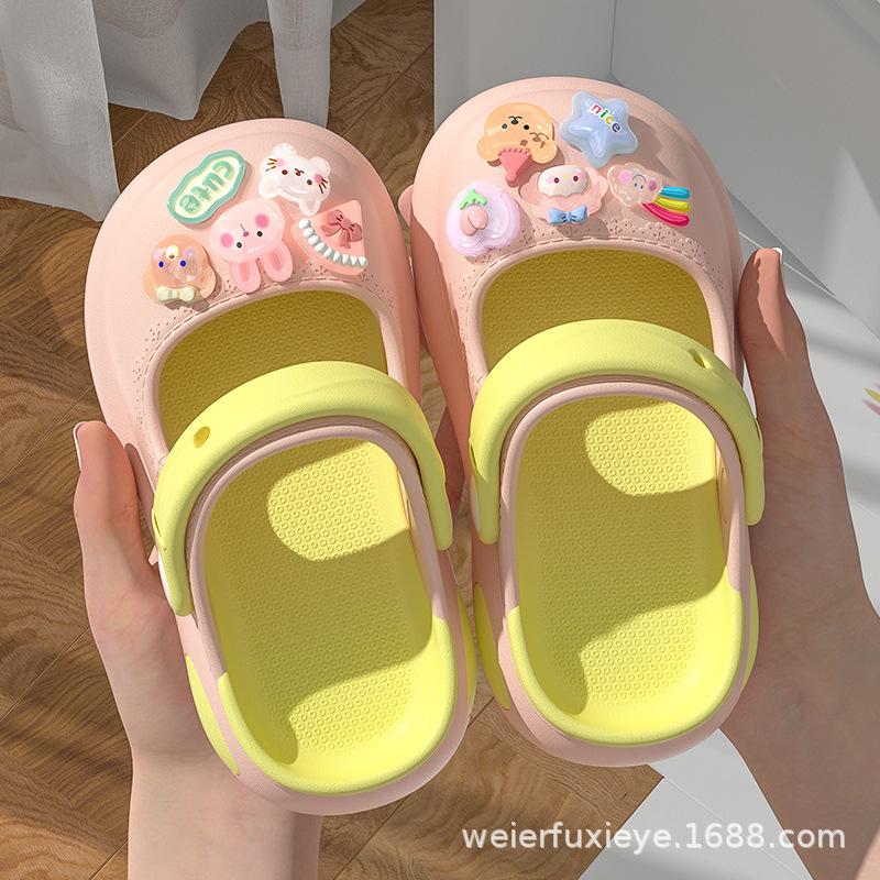 Children's Summer Cartoon Cute Girls' Outdoor Closed-Toe Non-Slip Soft Sole Beach Clogs for Kids and Babies