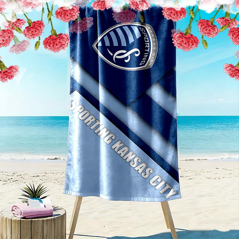 Sporting Kansas City Print Beach Towel, Large Soft Quick Dry Towel for Beach Camping Swimming