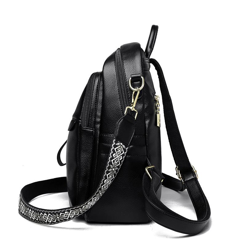 Women's New Versatile Large Capacity Soft Leather Student Schoolbag Outdoor Travel Backpack Women's Bag