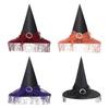 IPENNYE Halloween Velvet Witch Devil Hat with Flower Cosplay Wizard Classic Witch Grim Reaper Super Cute Tricorne Costume Cosplay Cultural School