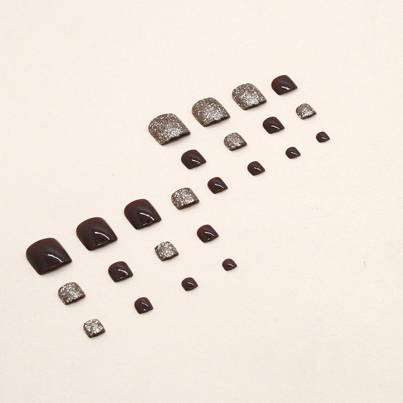 Champagne flash solid color burgundy New Year's bride's foot nail nail piece manicure foot wear nail product