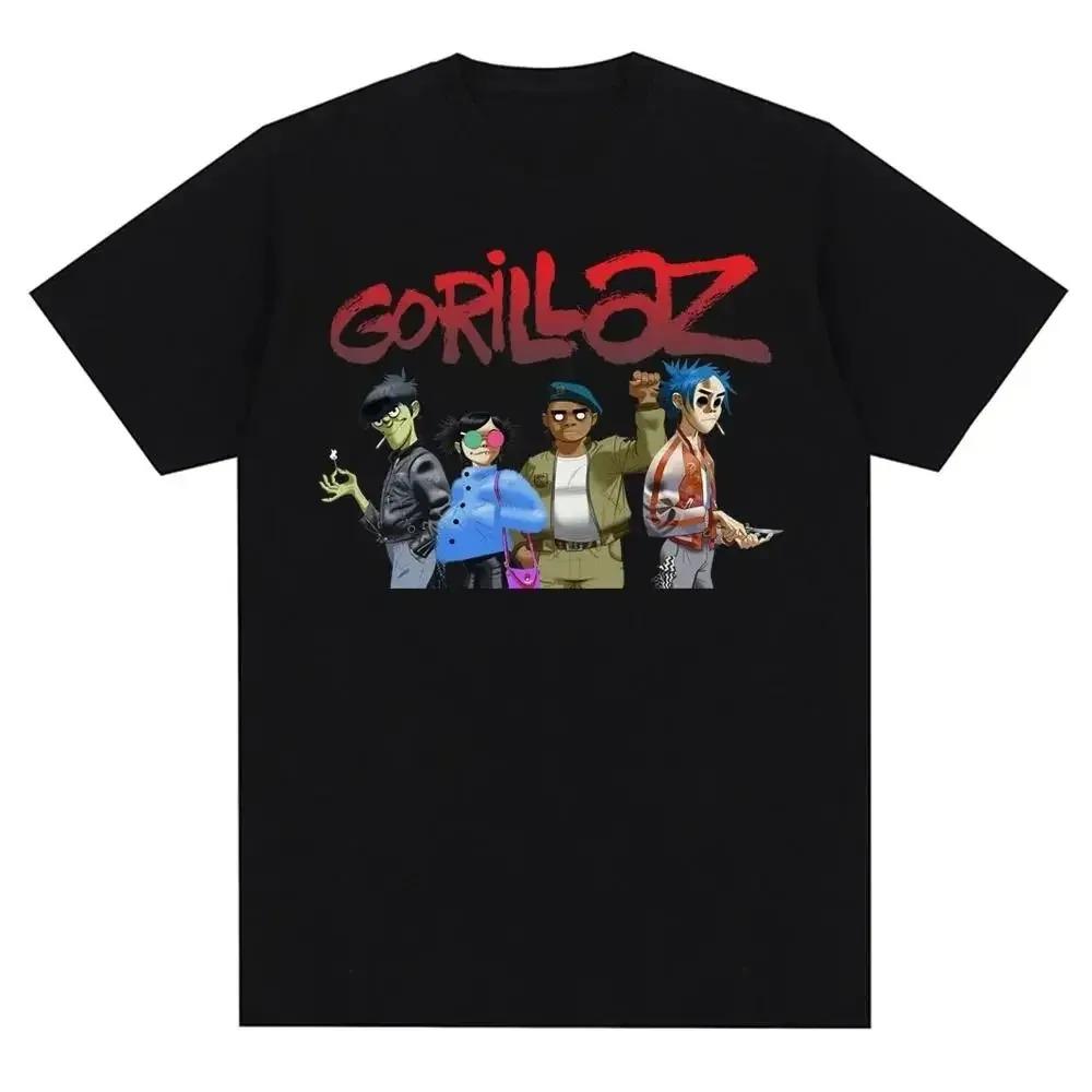Music Band Gorillazs Punk Rock Print T Shirt 90s Casual Fashion Short Sleeve  T Shirt Unisex