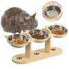 Three Bowl Design High Cat Bowl Stainless Steel Protects Neck Spine Food And Water Plate Lifting Height Pet Feeding Bowl