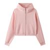 3 Large Fur Ring Solid Color Turtleneck Hooded Zipper Women's Short Hoodie Autumn and Winter Round Neck Fashion Sweater Women