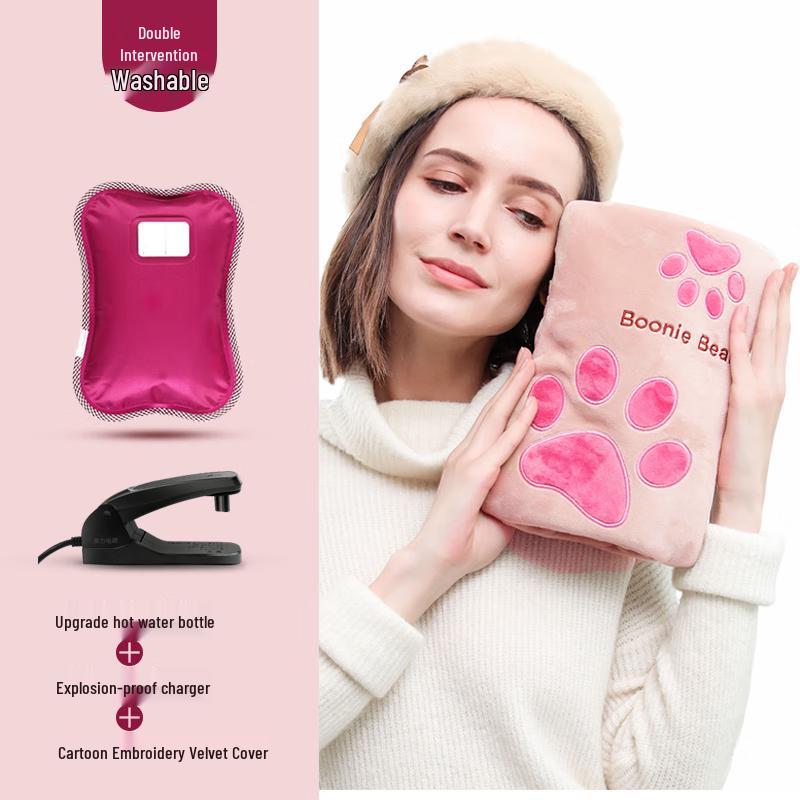 

Quanli Cartoon Bear Paw Rechargeable Hot Water Bottle Hand Warmer