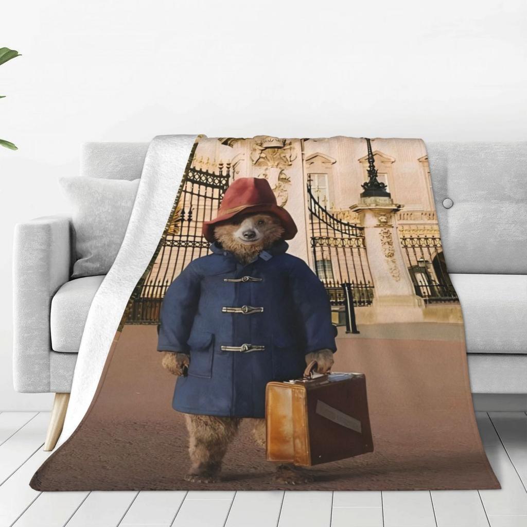 Britain Paddington Brown Bear Warm Blanket Cute Movie Cartoon Travel Plush Throw Blanket Flannel Bedspread Sofa Bed Cover