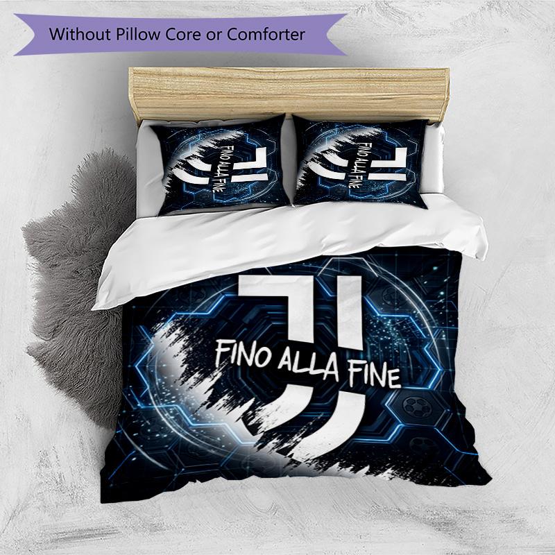 Set Biancheria da Letto 3 Pezzi con Stampa Pattern Juventus FC Morbido Delicato sulla Pelle Lavabile Copripiumino e Federe Set Stagione Unica Camera da Letto