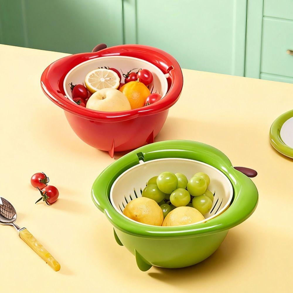 Rotating Vegetable Drain Basket Large Capacity Water-Filtering Basin Food Storage Container  Picnic