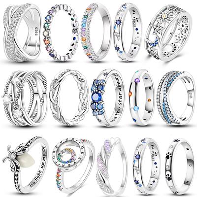 Bagues en argent Sterling 925 pour femmes, bague de Cocktail originale, géométrique, Zircon cubique, cœur, bijoux de mariage
