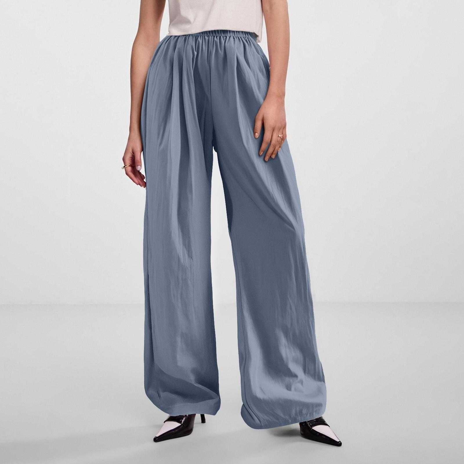 

Жіночі широкі штани Ice Silk із заниженою талією, прямі повсякденні штани в складку S