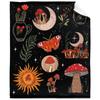 Mushroom Hippie Teppe Moth Gothic Witchy Flanell Teppe for All Season Sun Moon Fuzzy Soft Sofa Kontor Teppe