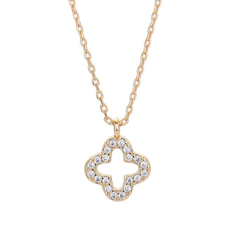 Korean Fashion Zircon Four-Leaf Clover Necklace - Women's Simple Lucky Pendant Jewelry