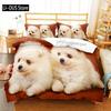 Cute White Dogs Bedding Set Lovely Puppy Husky Comforter Set King Queen Size Duvet Cover Set With Pillowcase Bed Linen For Girls