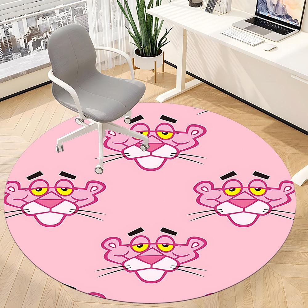 Pink Panther Pattern Office Round Area Rug, Indoor Mat Suitable For Office, Under Office Chairs Bedroom Living Room Home Decor, DT1212074