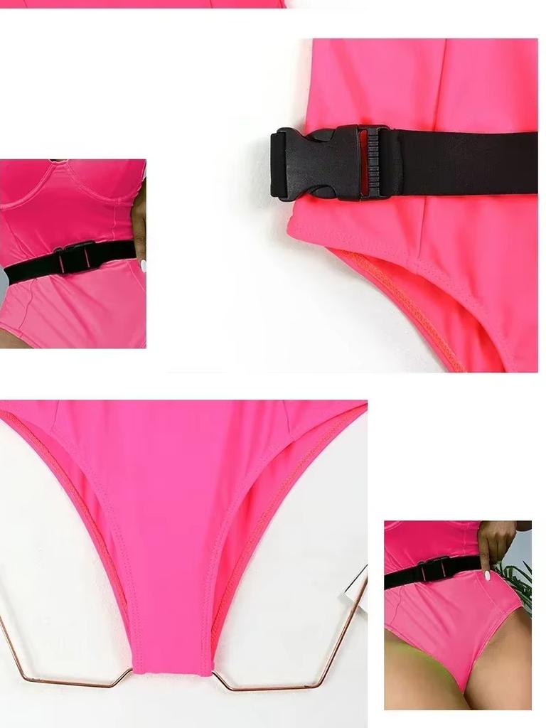 Costume da Bagno Intero Costumi da Bagno Donna Sexy Push Up Monocolore Costume da Bagno Beachwear con Cintura Rimovibile Nuovo Costumi Da Bagno Donna