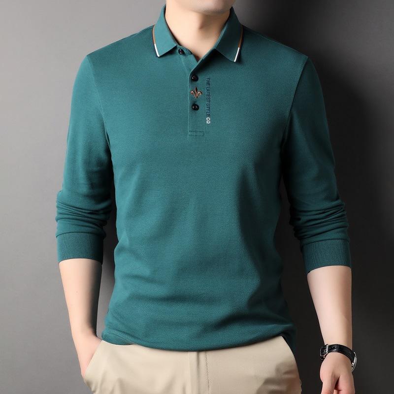 Lapel Long-sleeved T-shirt Men's Embroidered Trendy T-shirt Spring and Autumn New Men's Polo Top